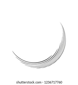 Semi Circle Design Element Random Curved Lines Monochrome Black Shape Isolated On White Vector Sign Symbol Icon