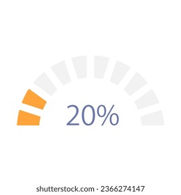 Semi circle infographic chart design template. Progress cycle. Twenty percentage. Editable circular infochart with indicator. Visual data presentation. Myriad Pro-Bold, Regular fonts used