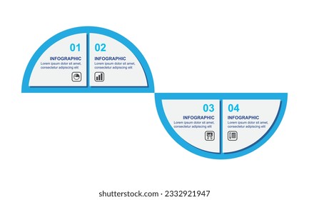 Semi circle infographic design template icons and number for used presentation, teach, banner, flowchart, work, office, education, school, lecture