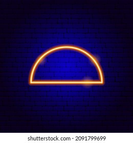 Semi Circle Neon Sign. Vector Illustration of Geometric Promotion.