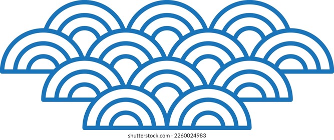 Semi circle pattern. Blue smooth lines ornament