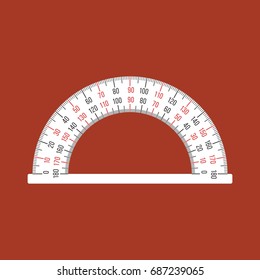 Semi circle ruler in real scale for measuring angle, flat design