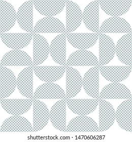 Semi Circle Shapes That Create Decorative Pattern Filled With Diamond Shape Texture. Seamless Vector Pattern.
