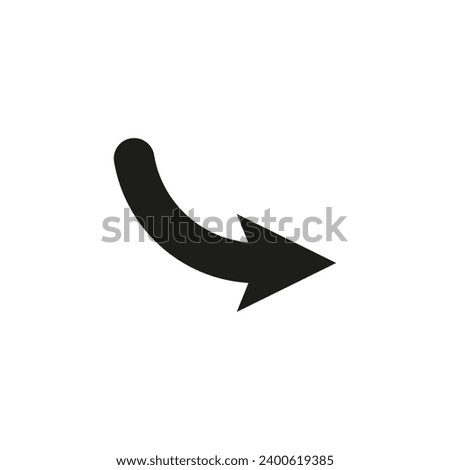 Semi circle turn arrow. Semicircular rounded curved one-sided arrow. Vector illustration. 