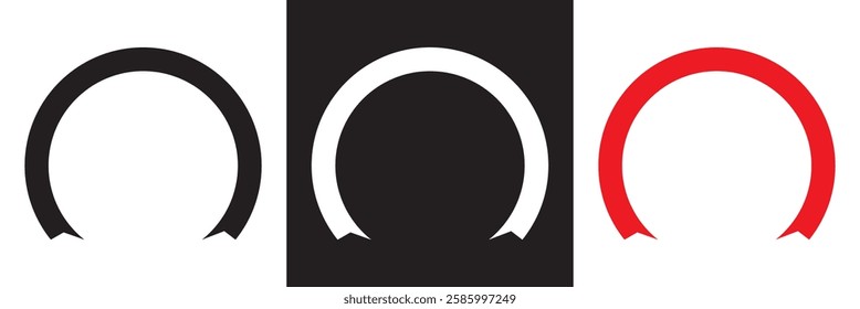 Semi circular ribbon banner .Semi circle curved wide large long banner.  isolated on white and black background. Vector illustration. EPS 10