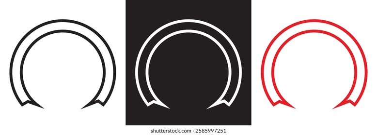 Semi circular ribbon banner .Semi circle curved wide large long banner.  isolated on white and black background. Vector illustration. EPS 10