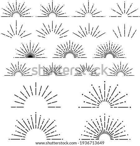 Semi circular sunburst design set (line of light)