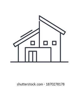 Semi detached cottage icon, linear isolated illustration, thin line vector, web design sign, outline concept symbol with editable stroke on white background.