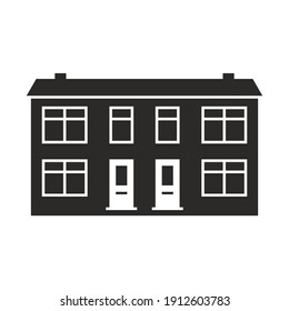 Semi Detached House Icon. Home. Property. Real Estate. Vector Icon Isolated On White Background.