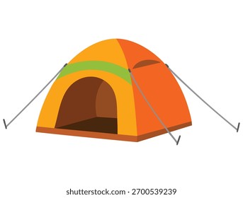 Vetor de ilustração de tenda amarela redonda cor RGB semiplana isolado adequado para recreação de verão caminhadas acampamento descanso copa ou abrigo de acampamento turístico arte criativa