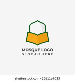 Semi Lineart Mosque Logo with Quran below