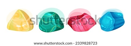 Semi Precious Stone and Minerals with Shiny Surface Vector Set