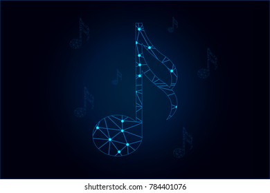 Semi Quaver icon - With glowing point and lines scales on the dark gradient background. Vector Illustration eps10