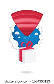 Semi realistic 3D gift box art and balloon images