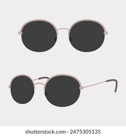 Semi rimless sunglasses front and three quarter view