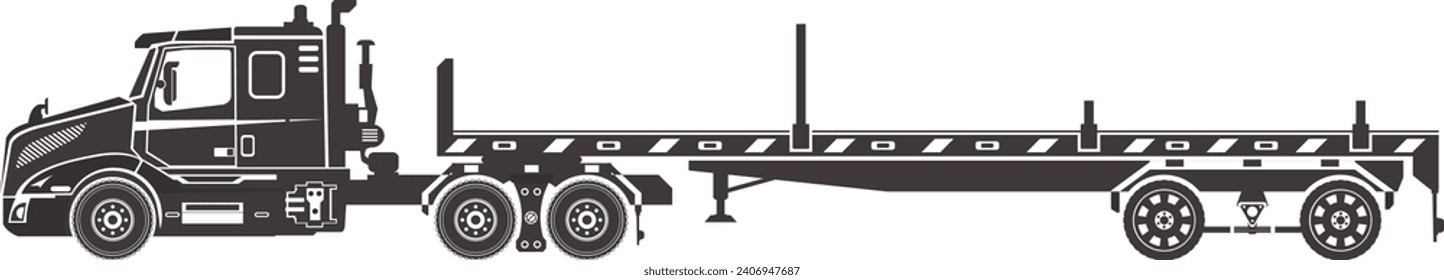 Semi Tandem Trailer Truck Vector