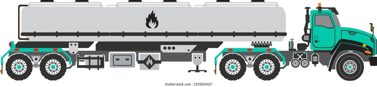 Semi Tanker Truck Or Tank Trailer 18 Wheeler Vector