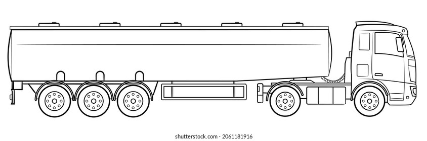 Semi trailer tank truck - vector illustration.