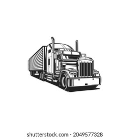 Semi Trailer Truck Box Black White Stock Vector (Royalty Free ...