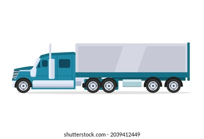 Semi trailer truck vector illustration for truck brands, advertisements and websites. Isolated Cargo truck vehicle set on white background.