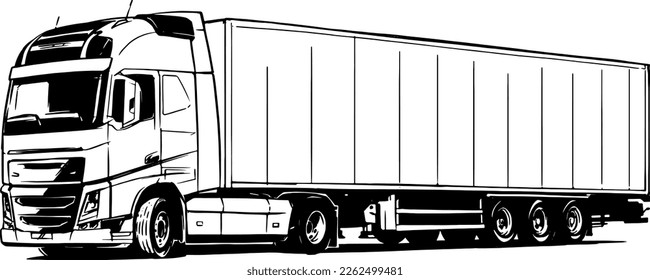 Semi Trailer Truck. Vector Illustration