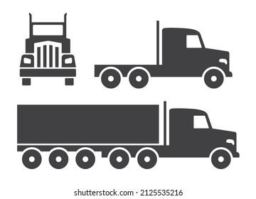 Semi trailer truck vector -  Isolated lorry cargo vehicle set on white background