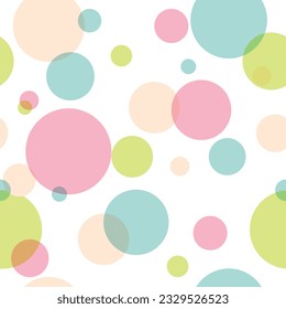 Semi transparent circles background. Vector seamless pattern.