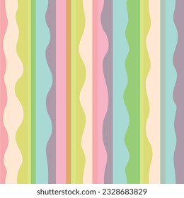 Semi transparent vertical curved lines background. Vector seamless pattern.