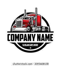 Semi truck 18 wheeler freight logo. Best for trucking and freight related industry