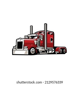 Semi truck 18 wheeler freight trailer sleeper truck vector isolated