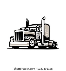 Semi Truck 18 Wheeler Front Side View Vector Image Isolated