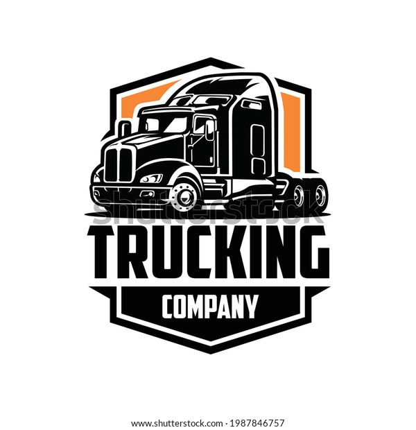 Semi Truck 18 Wheeler Logo Badge Stock Vector (Royalty Free) 1987846757 ...