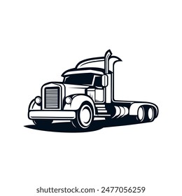 Semi Truck 18 Wheeler Silhouette Vector design.