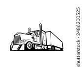 Semi truck 18 wheeler sleeper trailer vector isolated