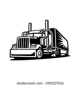 Semi truck 18 wheeler with trailer attached isolated vector image