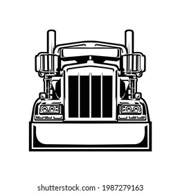 Semi Truck 18 Wheeler Trucker Front View Vector Isolated