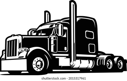 Semi truck 18 wheeler vector isolated in white background