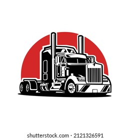 Semi truck big rig 18 wheeler side view vector isolated illustration