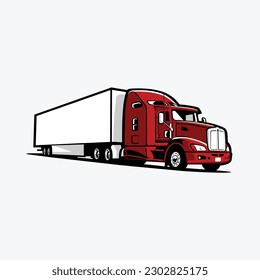 Semi truck big rig 18 wheeler trailer vector art illustration isolated