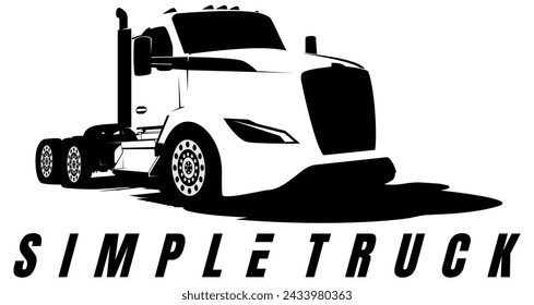 semi truck black and white logo design vector	