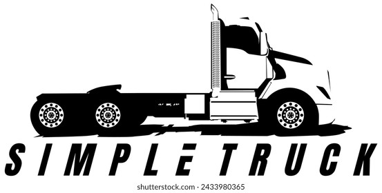 semi truck black and white logo design vector	