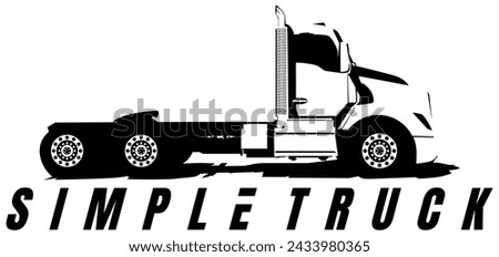 semi truck black and white logo design vector	