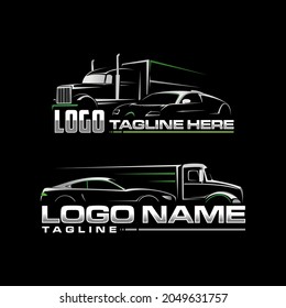 semi truck and car logo automotive