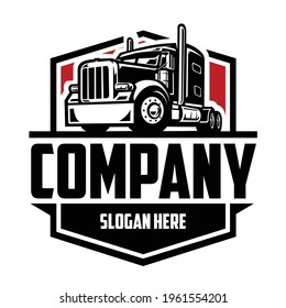 Semi truck company logo. 18 wheeler truck badge concept logo vector isolated. EPS 8 file. Ready made logo template set vector isolated