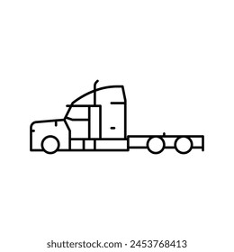 semi truck construction car vehicle line icon vector. semi truck construction car vehicle sign. isolated contour symbol black illustration