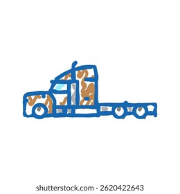 semi truck construction car vehicle doodle icon sketch vector. semi truck construction car vehicle sign. isolated symbol illustration