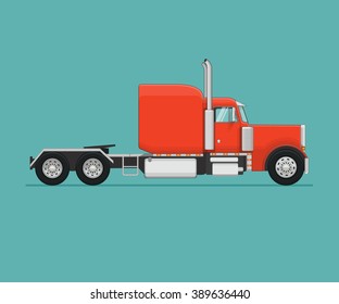 Semi Truck. Flat styled vector illustration.