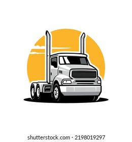 Semi truck illustration vector in orange background