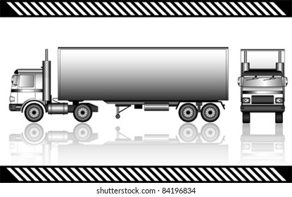 Semi truck, isolated