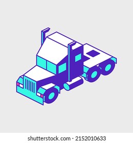 Semi truck isometric vector icon illustration